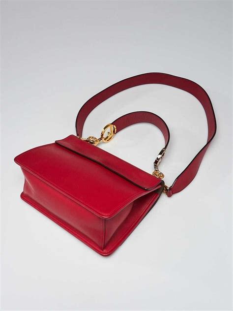 Fendi Red Leather Kan I Logo Small Crossbody Bag 8BT286